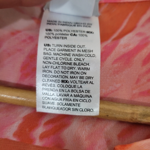 Chicos 1 Womens Size Medium Pink Beaded Tie Dye Tunic Lightweight Sheer Boho - Picture 12 of 15